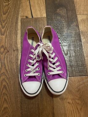 Converse Purple Canvas Low-Top Sneakers with White Accents